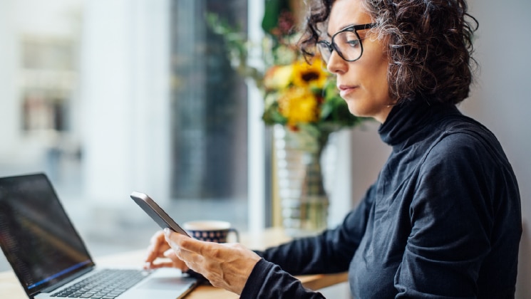 Woman looking at her phone