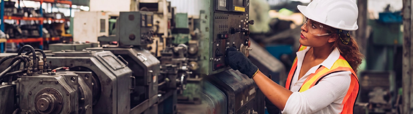 Factory worker in safety gear